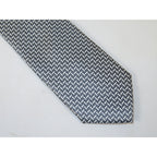 Men's Bergamo New York Tie Satin Silky Feel #Berg-3 Silver Gray Herringbone