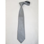 Men's Bergamo New York Tie Satin Silky Feel #Berg-3 Silver Gray Herringbone