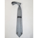 Men's Bergamo New York Tie Satin Silky Feel #Berg-3 Silver Gray Herringbone