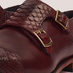 Vinci The Bishkek Burgundy Leather Cap Toe Double Monk Strap Men  Shoes