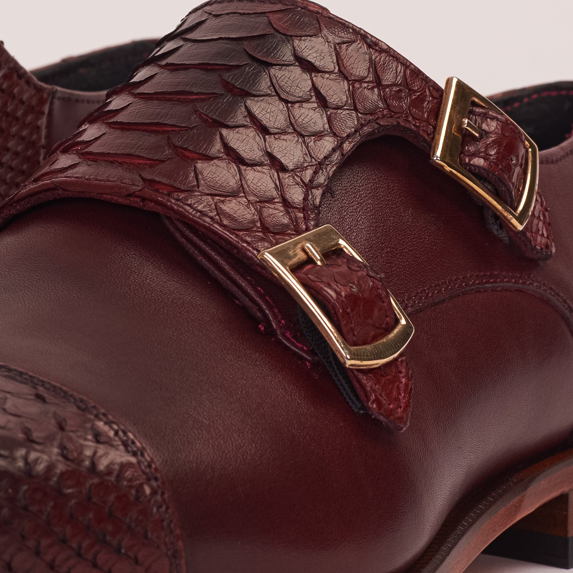 Vinci The Bishkek Burgundy Leather Cap Toe Double Monk Strap Men  Shoes
