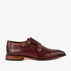 Vinci The Bishkek Burgundy Leather Cap Toe Double Monk Strap Men  Shoes