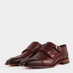 Vinci The Bishkek Burgundy Leather Cap Toe Double Monk Strap Men  Shoes