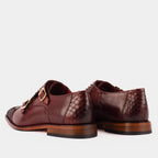 Vinci The Bishkek Burgundy Leather Cap Toe Double Monk Strap Men  Shoes