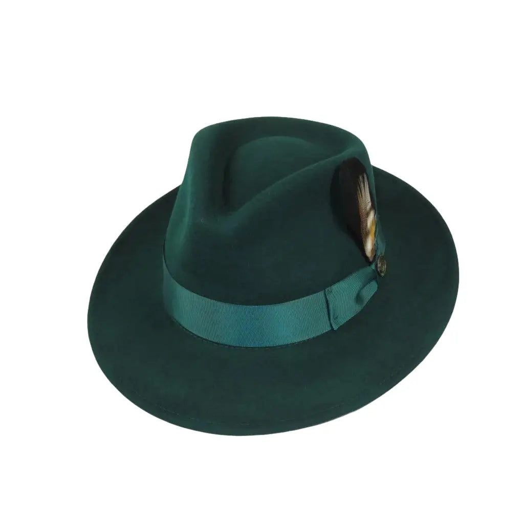 Bruno Capelo Hat Australian Wool Fedora Teardrop Crushable Bel Air BL598 H.Green