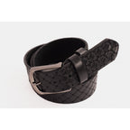 The Turan Black Woven Leather Belt