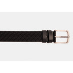 The Turan Black Woven Leather Belt