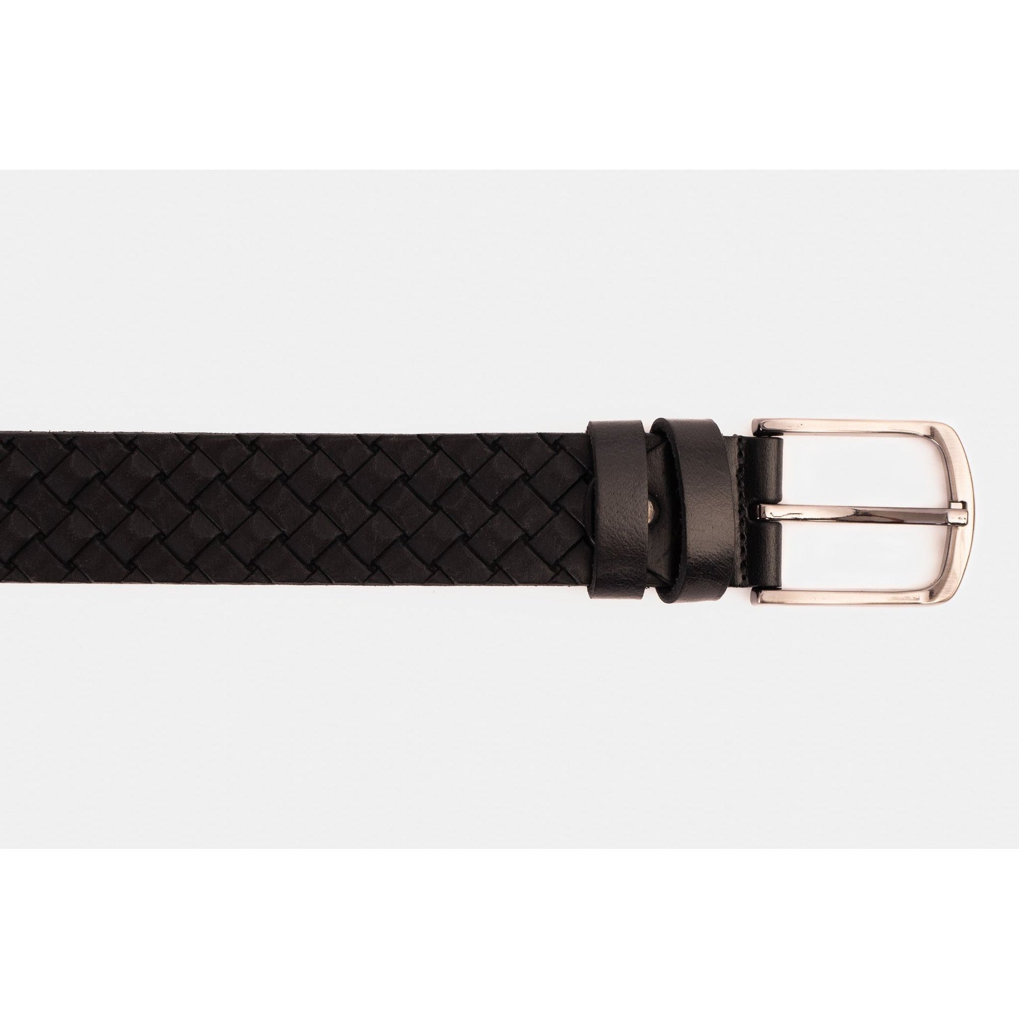 The Turan Black Woven Leather Belt