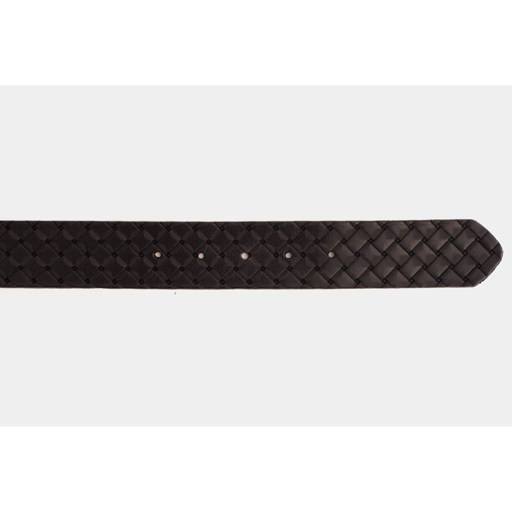 The Turan Black Woven Leather Belt