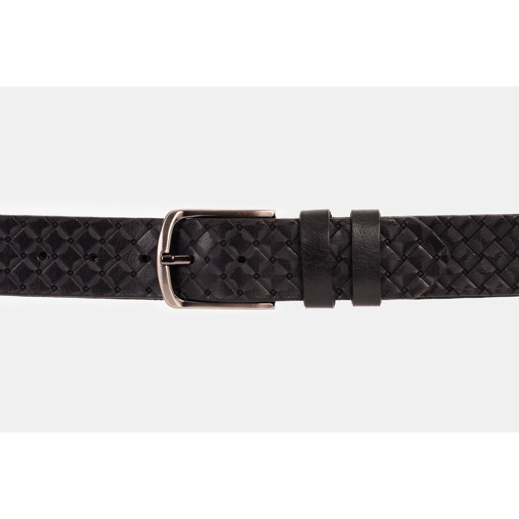 The Turan Black Woven Leather Belt