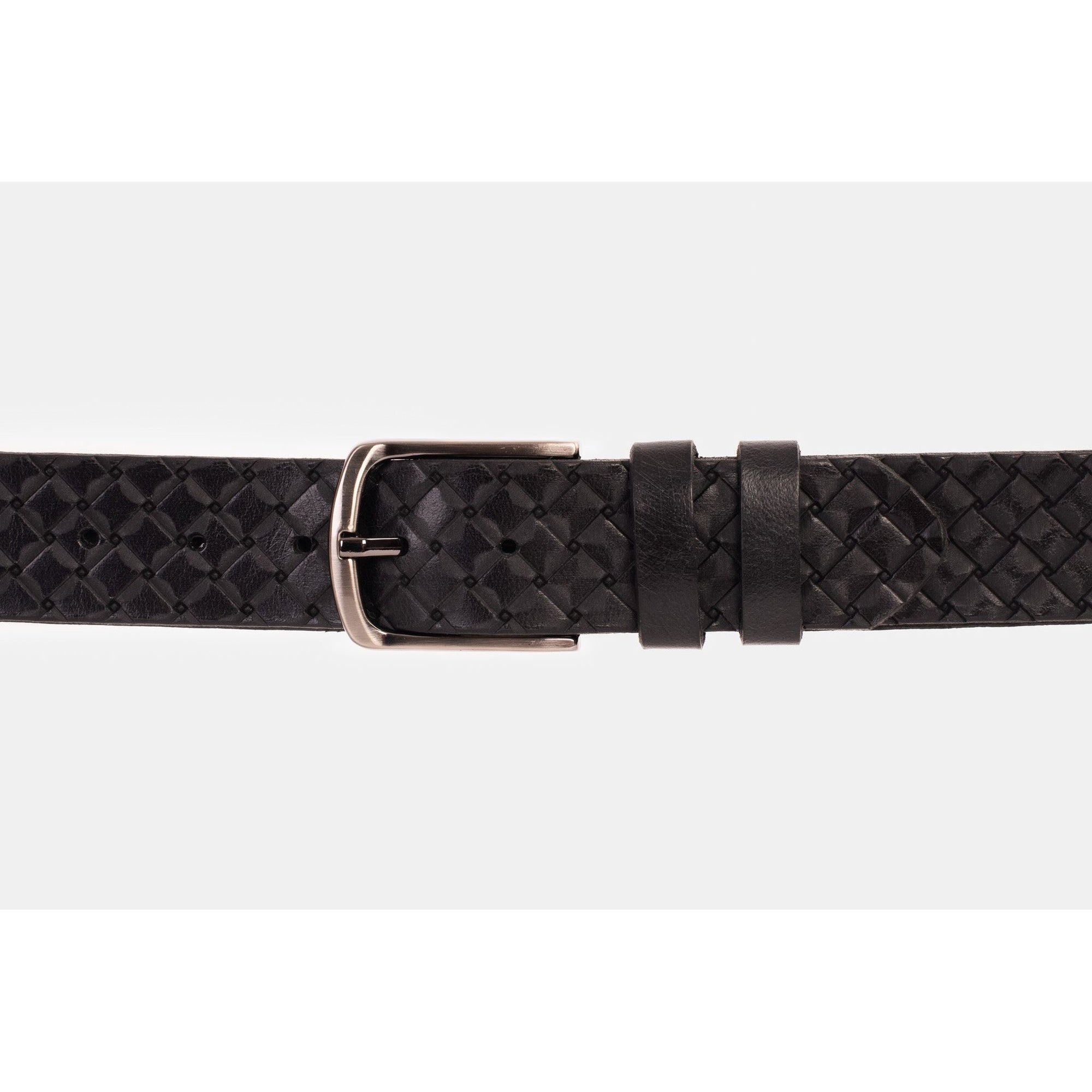 The Turan Black Woven Leather Belt