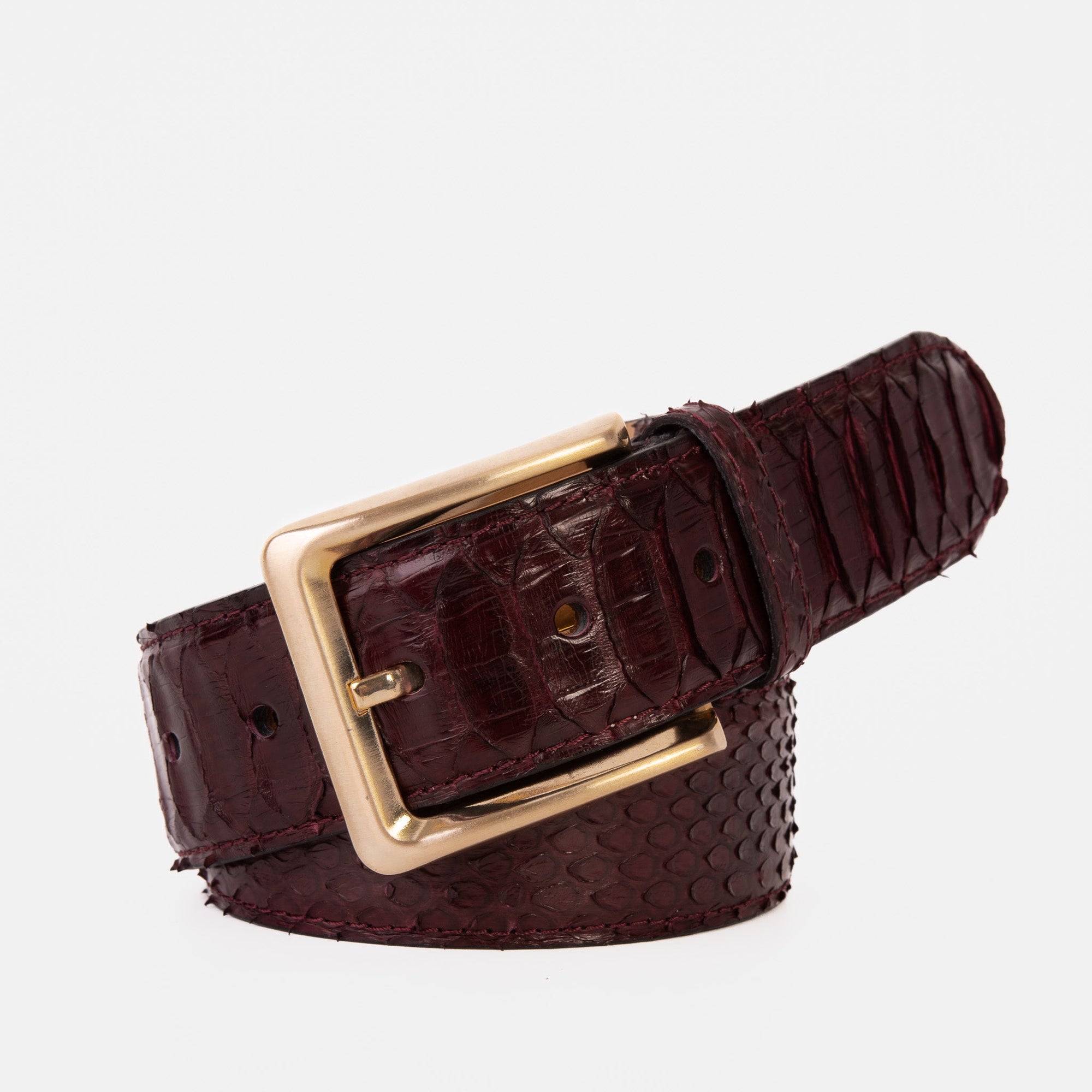 The Bethesda Burgundy Snake Leather Belt