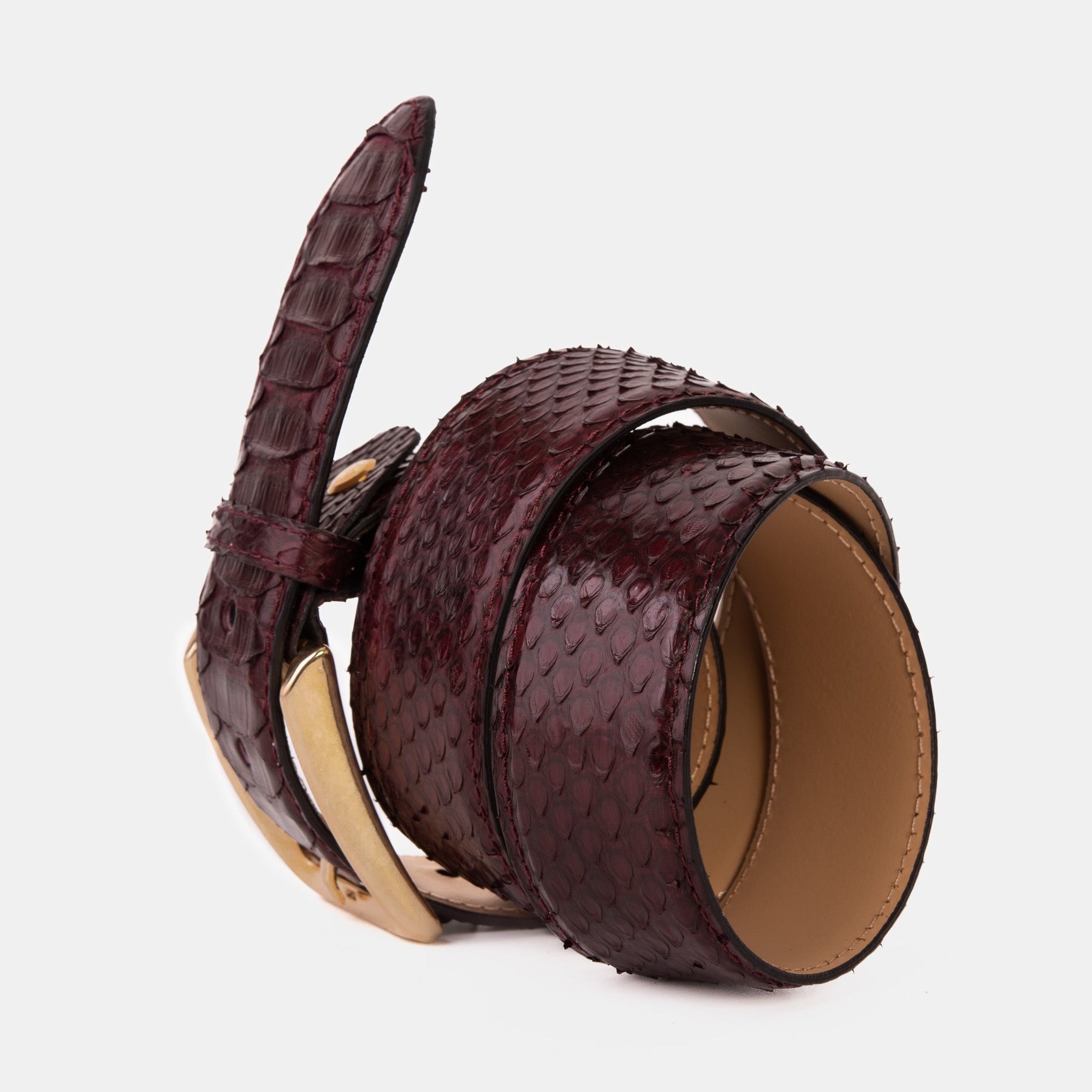 The Bethesda Burgundy Snake Leather Belt