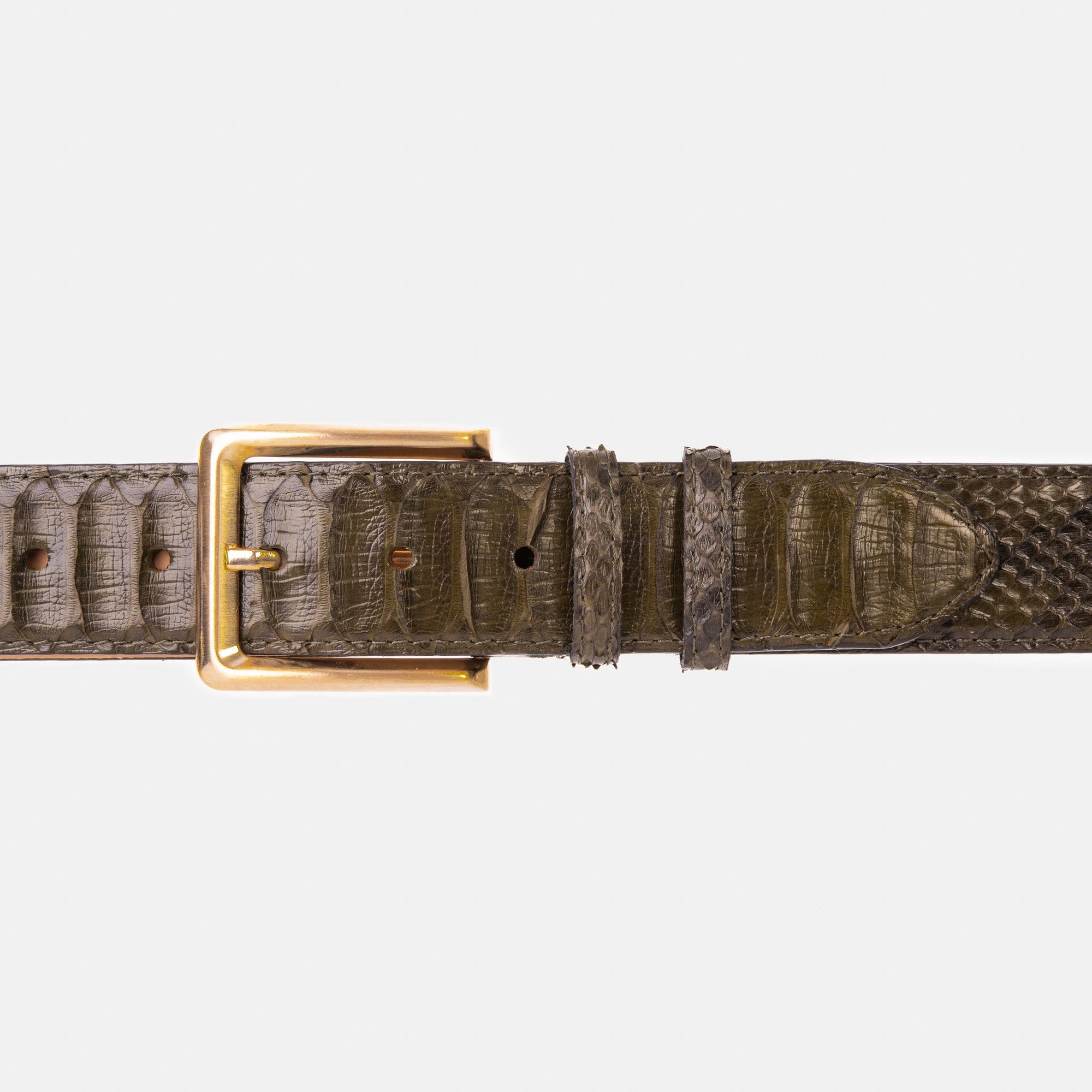 The Bethesda Green Pythn Snk Leather Belt