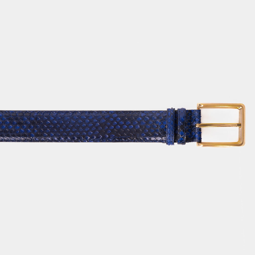 The Boss Navy Blue Snake Leather Belt