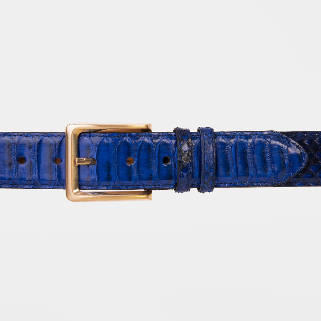 The Boss Navy Blue Snake Leather Belt