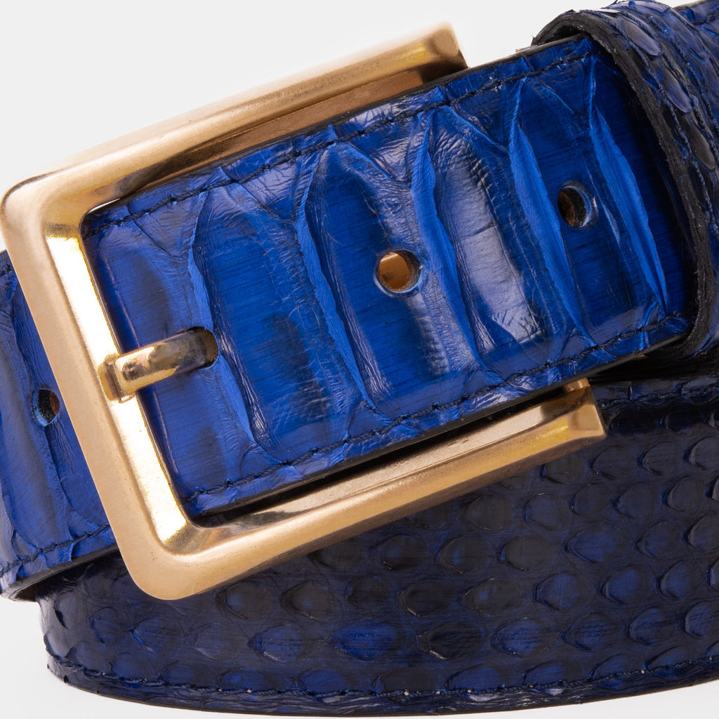 The Boss Navy Blue Snake Leather Belt