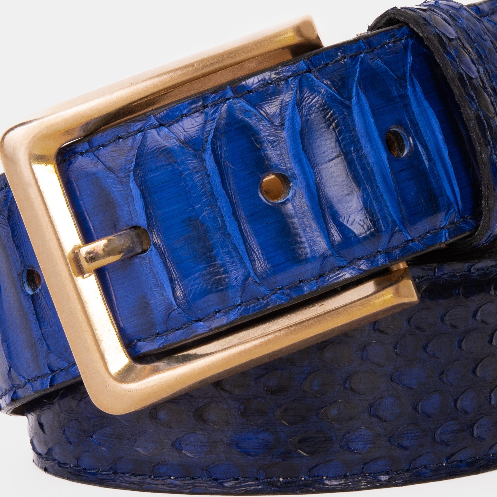 The Boss Navy Blue Snake Leather Belt