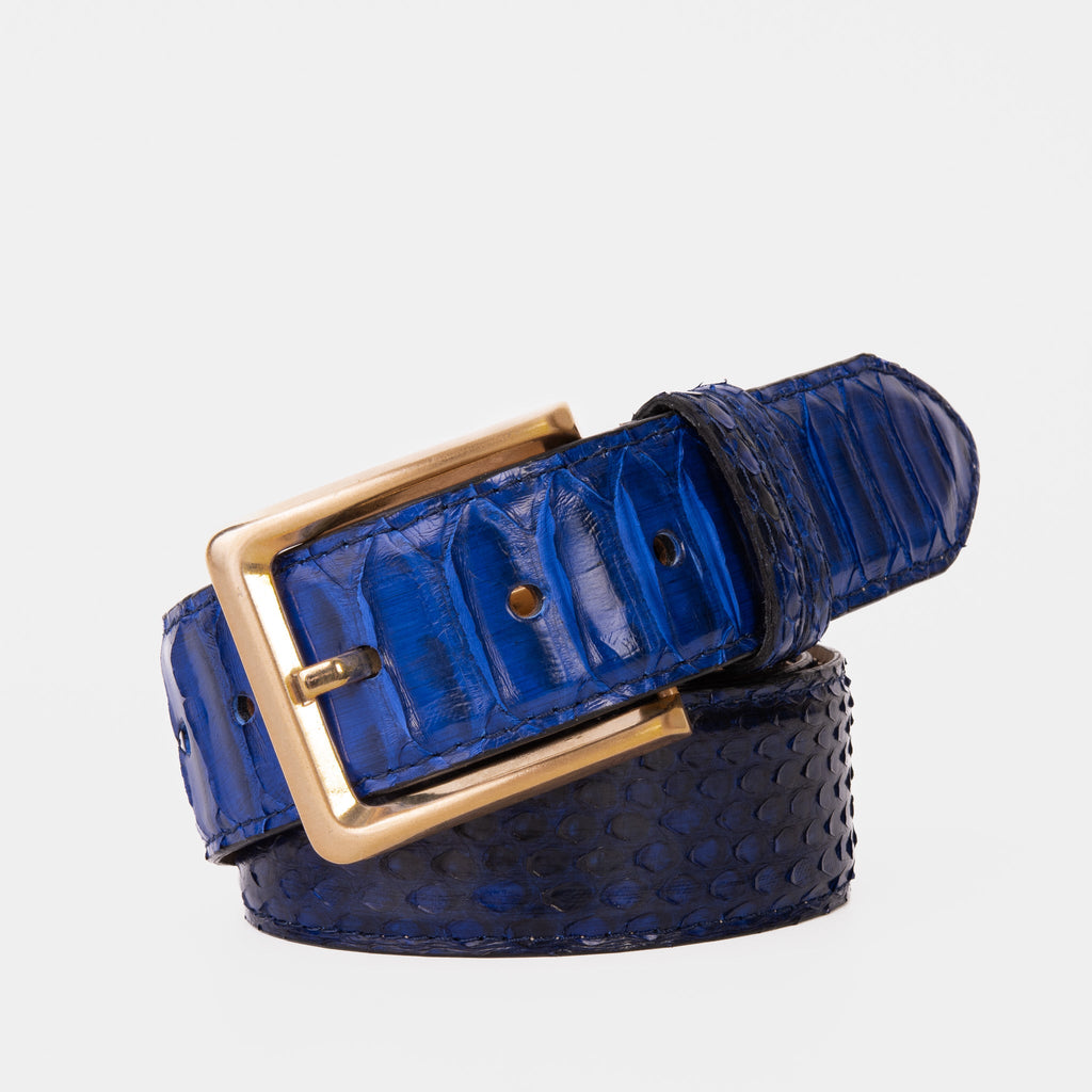 The Boss Navy Blue Snake Leather Belt