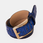 The Boss Navy Blue Snake Leather Belt