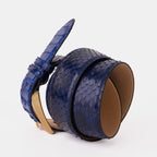 The Boss Navy Blue Snake Leather Belt