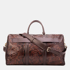 The Velar Brown Hand-Painted Snake Leather Weekender Bag