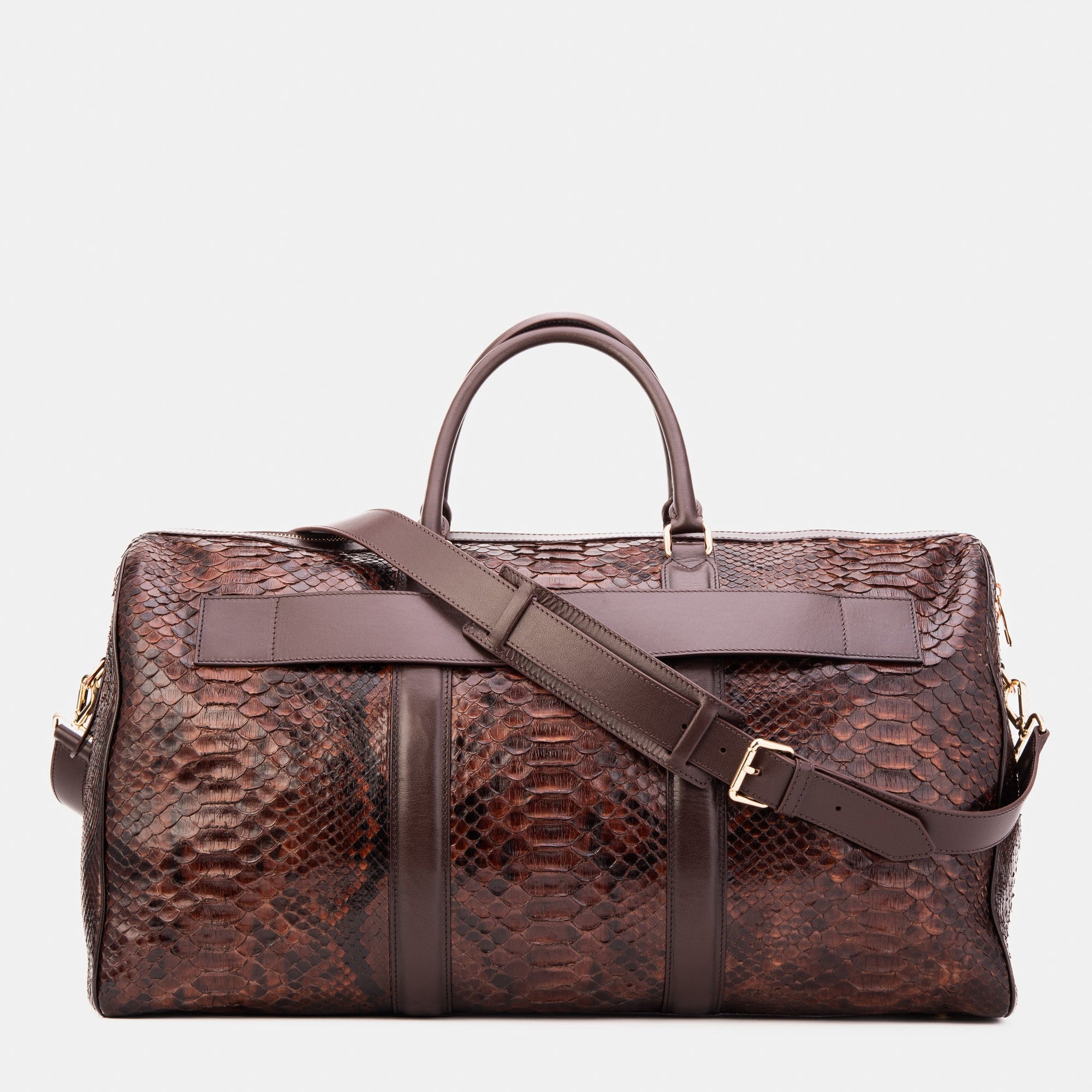 The Velar Brown Hand-Painted Snake Leather Weekender Bag