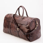 The Velar Brown Hand-Painted Snake Leather Weekender Bag
