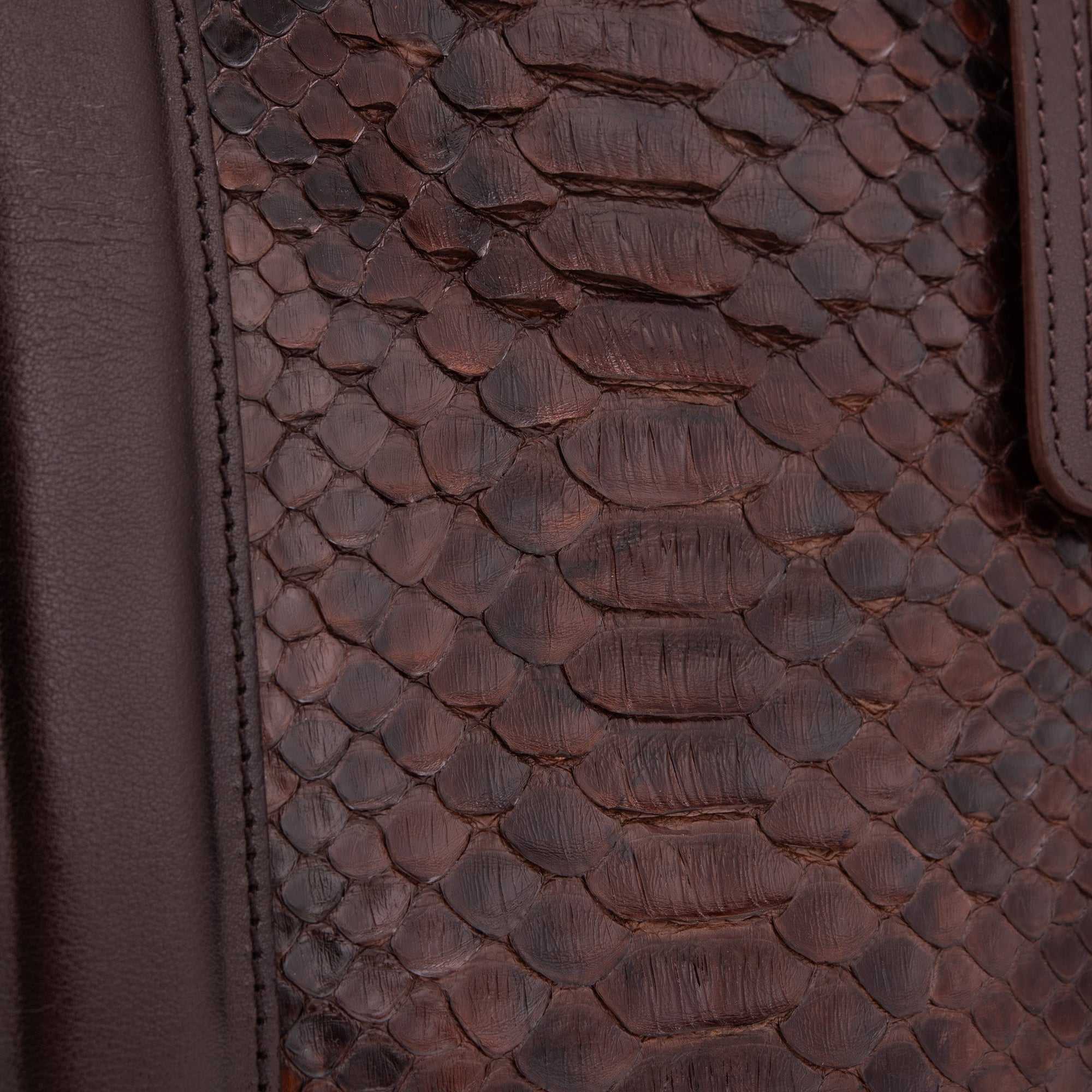 The Velar Brown Hand-Painted Snake Leather Weekender Bag