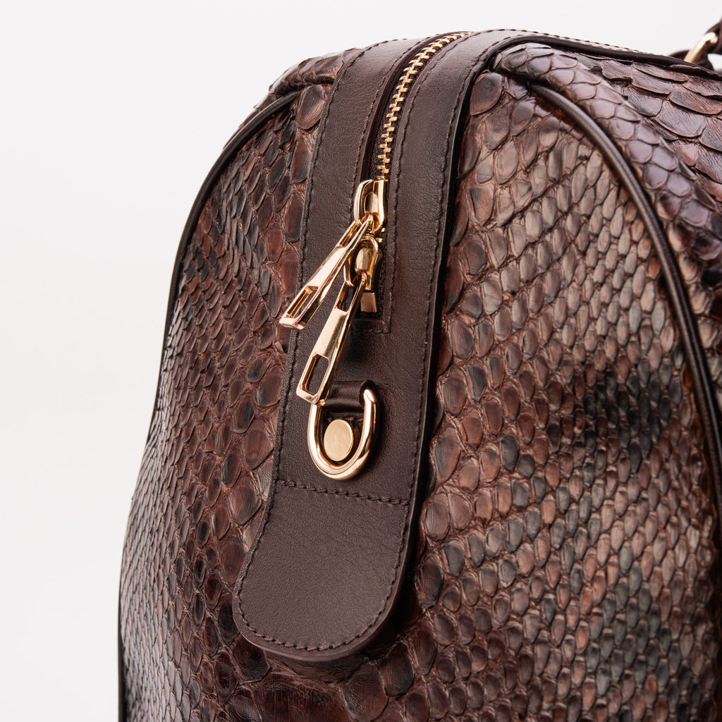 The Velar Brown Hand-Painted Snake Leather Weekender Bag