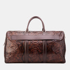 The Velar Brown Hand-Painted Snake Leather Weekender Bag