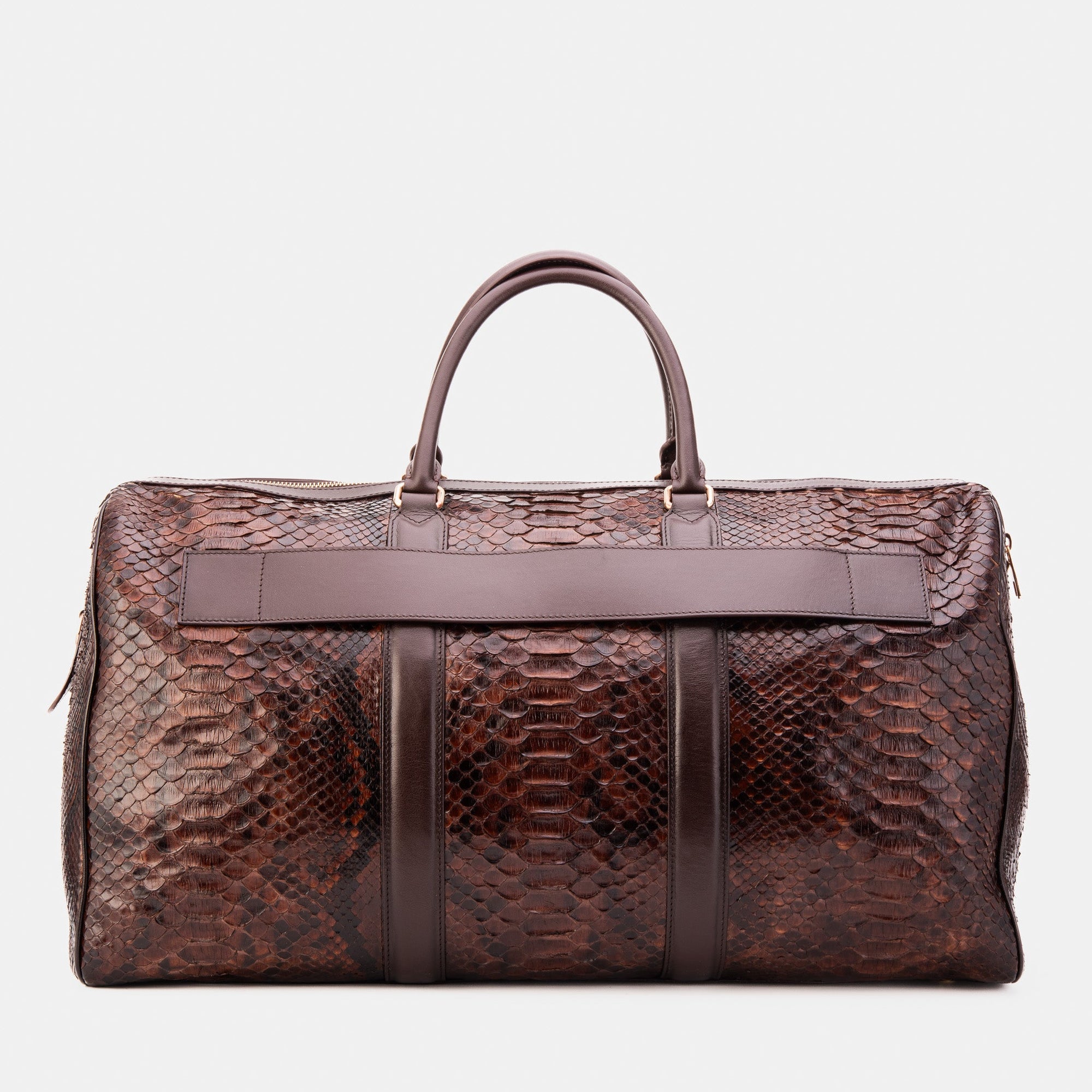 The Velar Brown Hand-Painted Snake Leather Weekender Bag