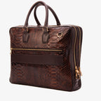 The Cortona Brown Python Leather Men’s Laptop Briefcase