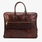 The Cortona Brown Python Leather Men’s Laptop Briefcase