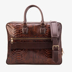 The Cortona Brown Python Leather Men’s Laptop Briefcase
