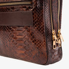 The Cortona Brown Python Leather Men’s Laptop Briefcase