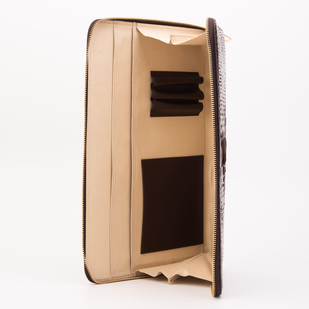 The Varese Brown Hand-Painted Snake Leather 14” Laptop Portfolio