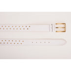 The Jupiter White Leather Spike Leather Belt
