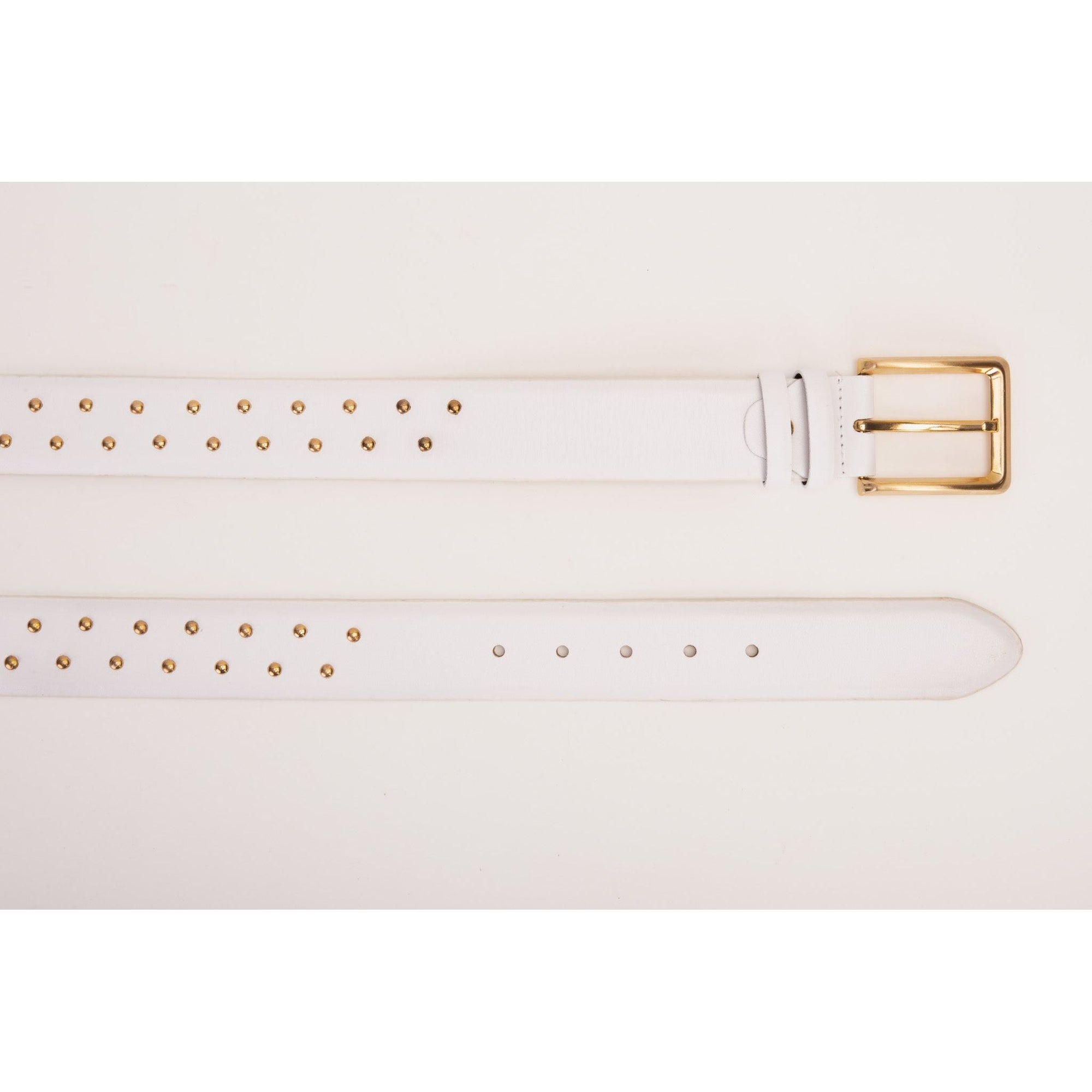 The Jupiter White Leather Spike Leather Belt