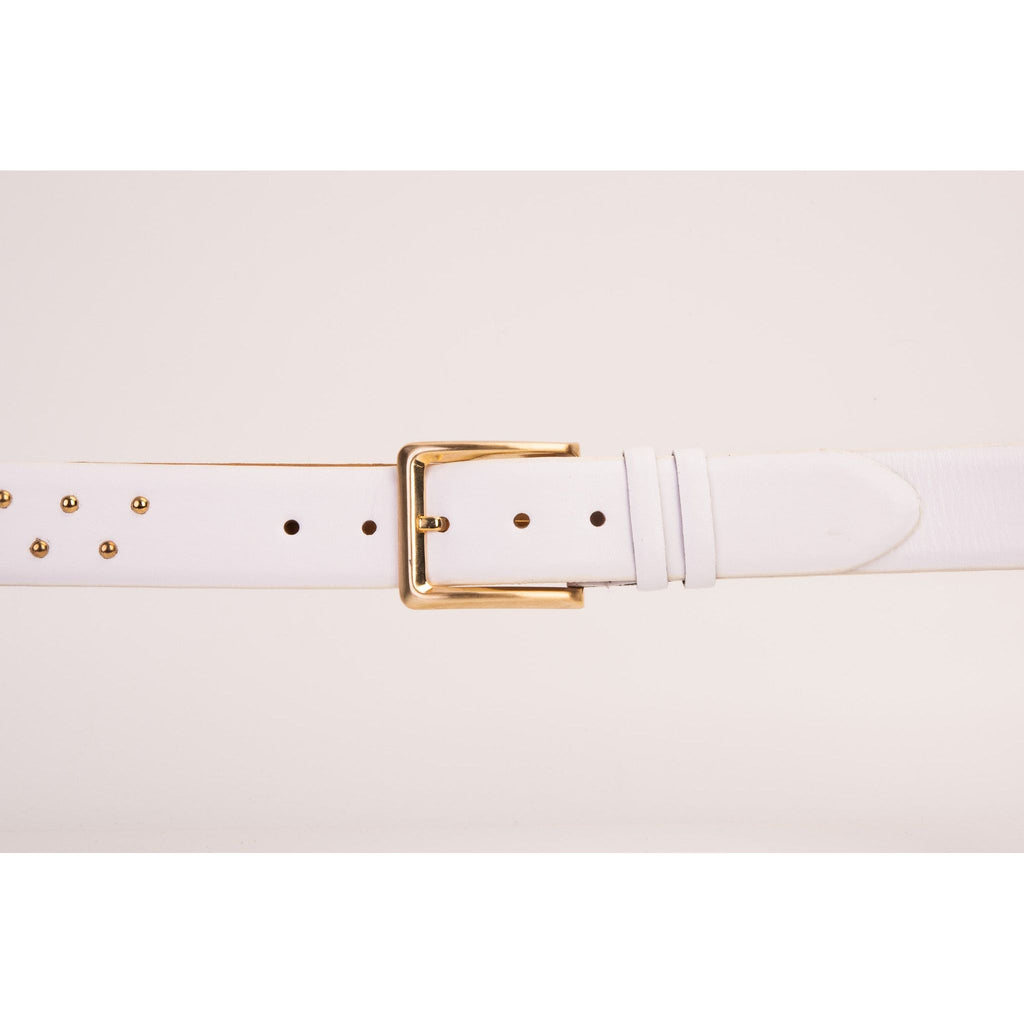 The Jupiter White Leather Spike Leather Belt