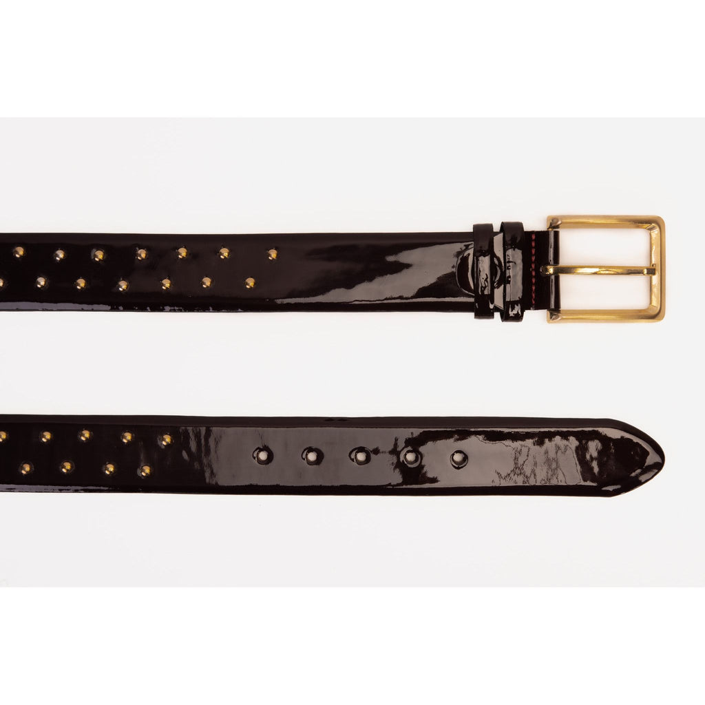 The Jupiter Burgundy Patent Leather Spike Leather Belt