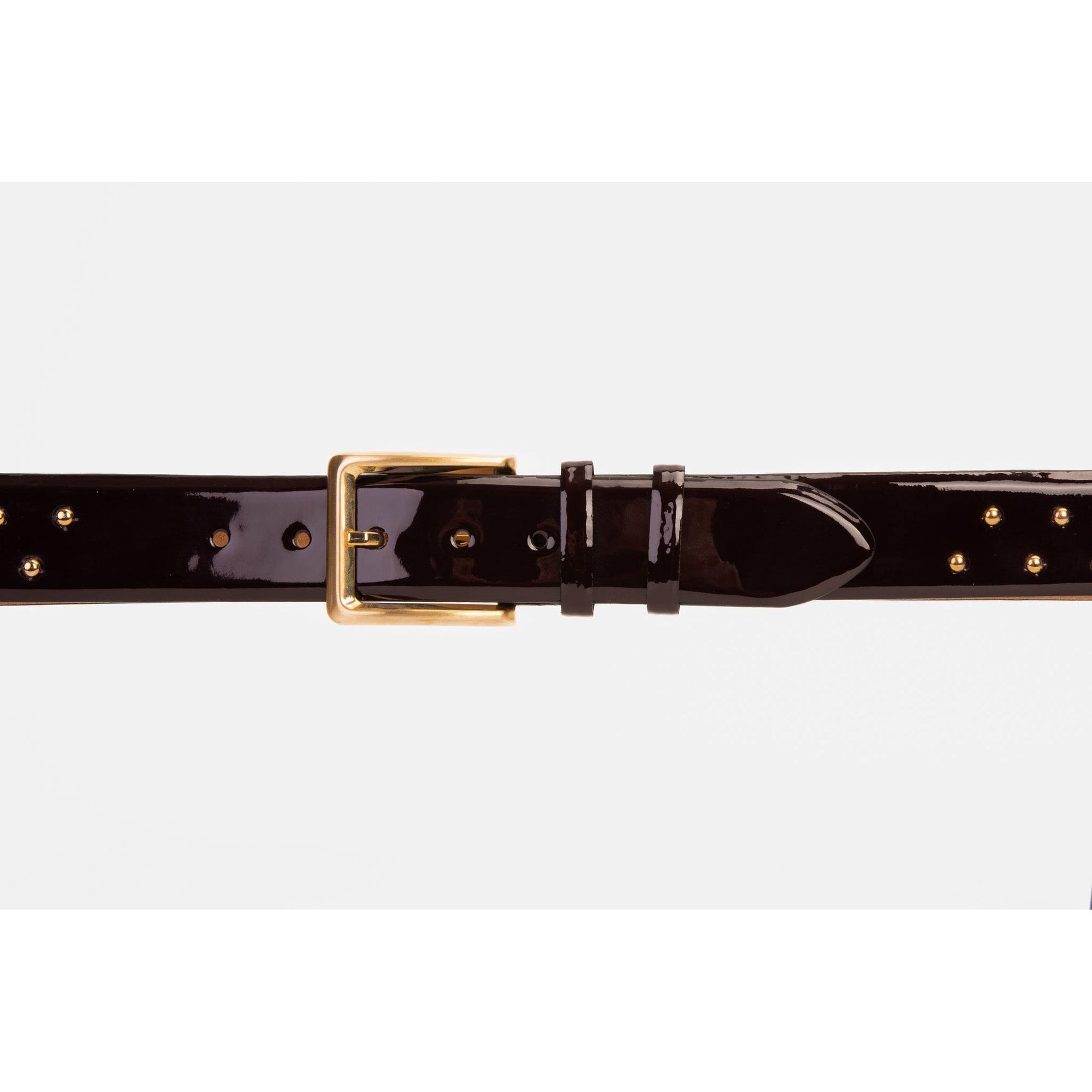 The Jupiter Burgundy Patent Leather Spike Leather Belt