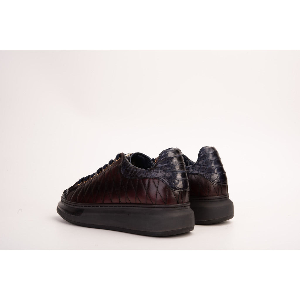 The Adler Navy Blue & Burgundy Snk Leather Men Sneaker Limited Edition
