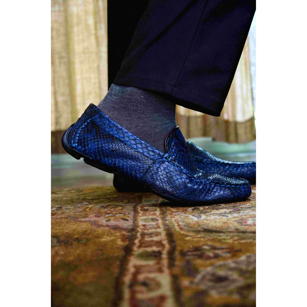 Capri Blue Jeans Slip On Genuine Python Skin
