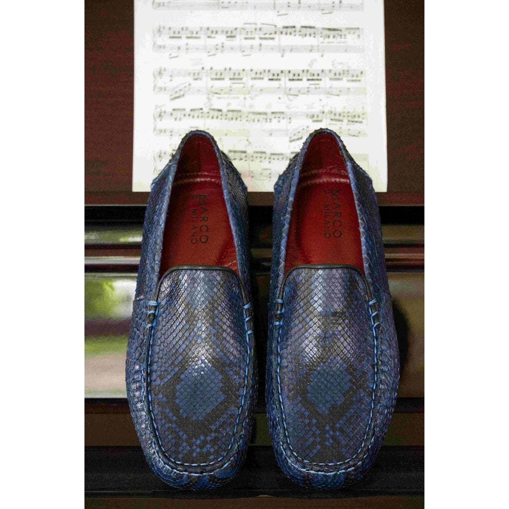 Capri Blue Jeans Slip On Genuine Python Skin