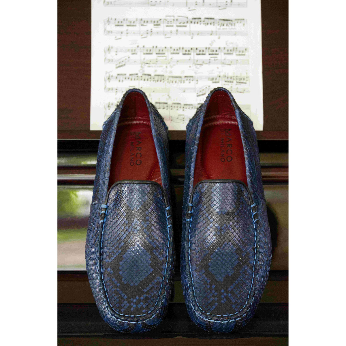 Capri Blue Jeans Slip On Genuine Python Skin