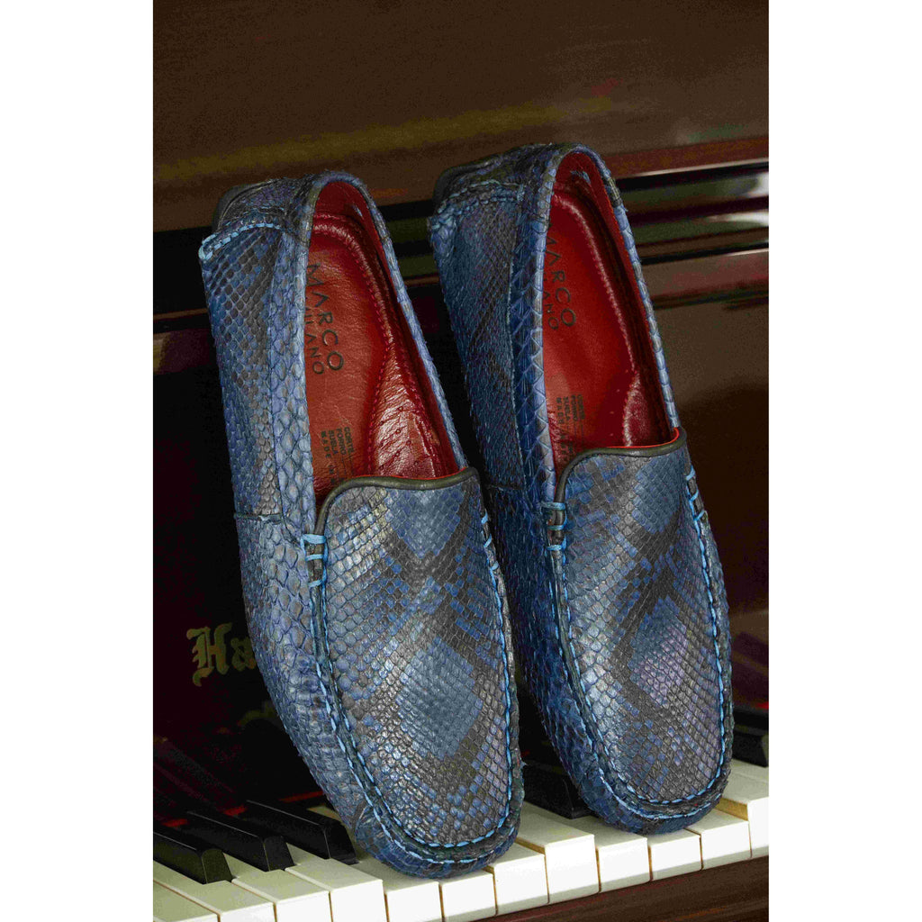 Capri Blue Jeans Slip On Genuine Python Skin