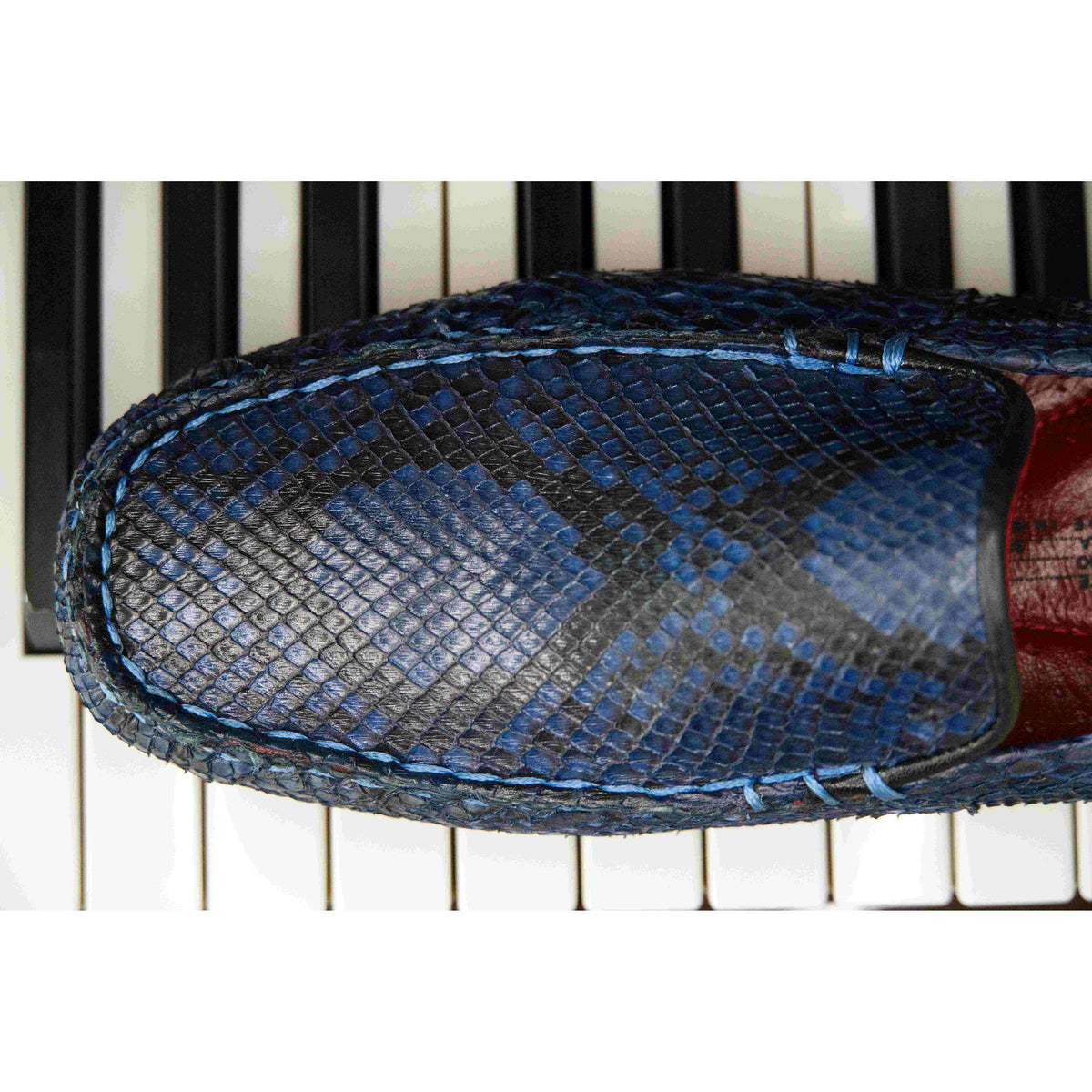 Capri Blue Jeans Slip On Genuine Python Skin