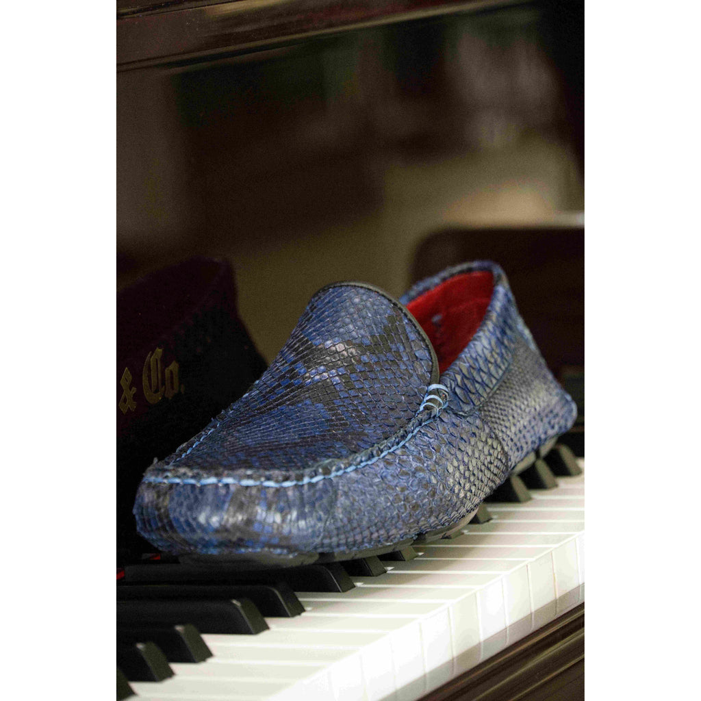 Capri Blue Jeans Slip On Genuine Python Skin