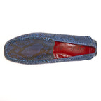 Capri Blue Jeans Slip On Genuine Python Skin